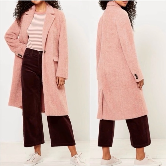 LOFT Jackets & Blazers - Loft Cozy Herringbone Coat Pink Coral Melange XL NWT